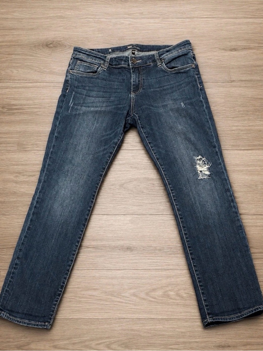 Kut from the kloth - women’s size 10P petite dark wash distressed jeans